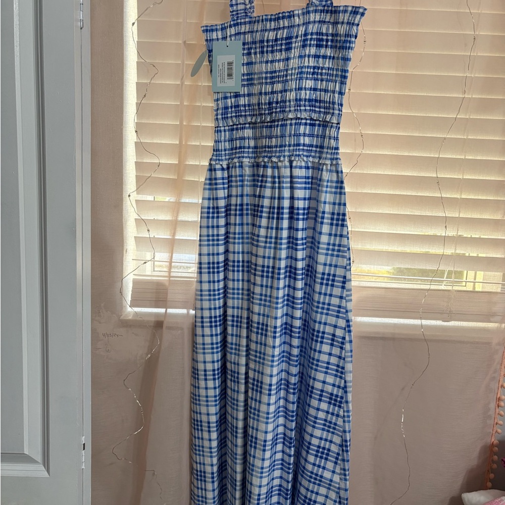 Hill House Watercolor Gingham Blue Dress